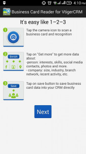 اسکرین شات برنامه Business Card Reader for Vtiger CRM 4