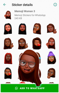 اسکرین شات برنامه Memoji Black People Stickers for WhatsApp 2