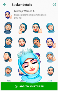 اسکرین شات برنامه Memoji Hijab Islamic Muslim Stickers for WhatsApp 6
