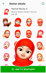 اسکرین شات برنامه Memoji Hijab Islamic Muslim Stickers for WhatsApp 5