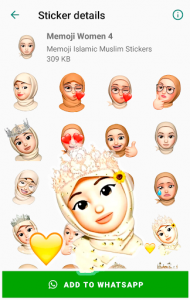 اسکرین شات برنامه Memoji Hijab Islamic Muslim Stickers for WhatsApp 4