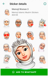 اسکرین شات برنامه Memoji Hijab Islamic Muslim Stickers for WhatsApp 1