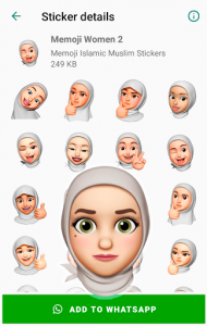 اسکرین شات برنامه Memoji Hijab Islamic Muslim Stickers for WhatsApp 8