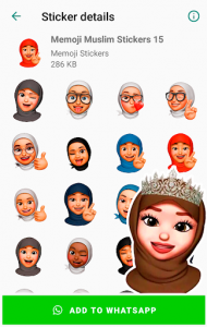 اسکرین شات برنامه Memoji Hijab Muslim Islamic Stickers for WhatsApp 8