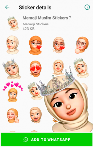 اسکرین شات برنامه Memoji Hijab Muslim Islamic Stickers for WhatsApp 4