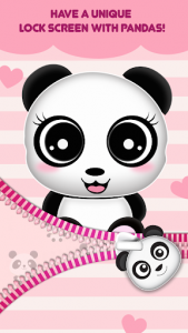 اسکرین شات برنامه Cute Panda Zipper Lock Screen: Girly Lock Screen 3