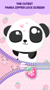 اسکرین شات برنامه Cute Panda Zipper Lock Screen: Girly Lock Screen 4