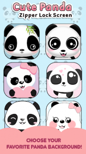 اسکرین شات برنامه Cute Panda Zipper Lock Screen: Girly Lock Screen 2