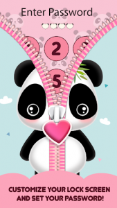 اسکرین شات برنامه Cute Panda Zipper Lock Screen: Girly Lock Screen 1