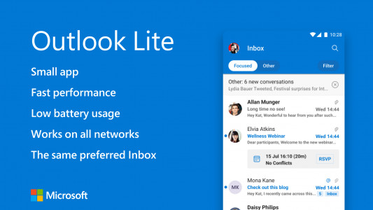 اسکرین شات برنامه Microsoft Outlook Lite: Email 1