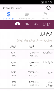 اسکرین شات برنامه Bazar360 نرخ ارز و سکه بازار تهران 12