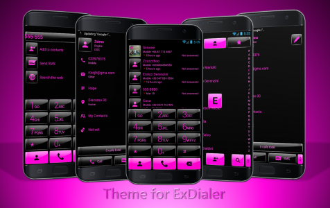 اسکرین شات برنامه Dialer Theme Gloss Black Pink 1