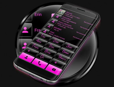 اسکرین شات برنامه Dialer Theme Gloss Black Pink 6