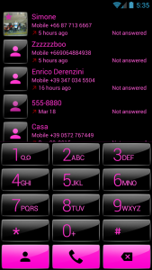 اسکرین شات برنامه Dialer Theme Gloss Black Pink 2