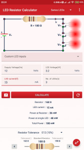 اسکرین شات 2 برنامه LED Resistor Calculator