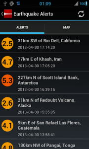 اسکرین شات برنامه Earthquake Alerts Tracker 1