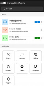 اسکرین شات برنامه Microsoft 365 Admin 1