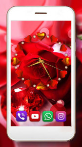 اسکرین شات برنامه Roses Valentine Clock Live Wallpaper 2