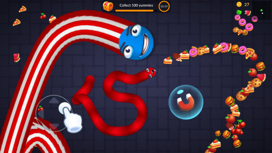 اسکرین شات 3 بازی Snake vs Worms: Fun .io Zone