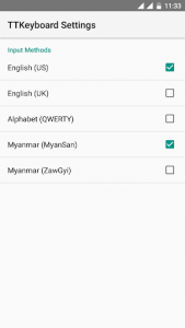 اسکرین شات برنامه TTKeyboard - Myanmar Keyboard 3