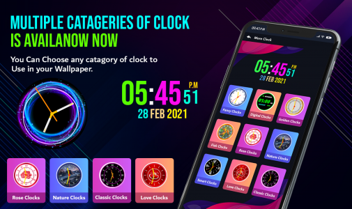 اسکرین شات برنامه Smart Watch Neon Digital Clock 5