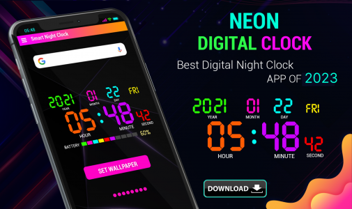 اسکرین شات برنامه Smart Watch Neon Digital Clock 6