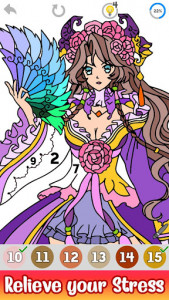 اسکرین شات برنامه Anime Princess Color by Number: Glitter Paint Book 3