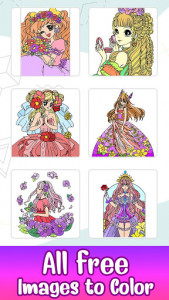 اسکرین شات برنامه Anime Princess Color by Number: Glitter Paint Book 1