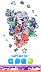 اسکرین شات برنامه Anime Princess Color by Number: Glitter Paint Book 8