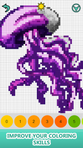 اسکرین شات برنامه Sea Animals Color by Number - Pixel Art Coloring 4