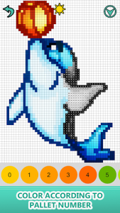 اسکرین شات برنامه Sea Animals Color by Number - Pixel Art Coloring 5