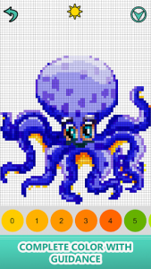 اسکرین شات برنامه Sea Animals Color by Number - Pixel Art Coloring 1