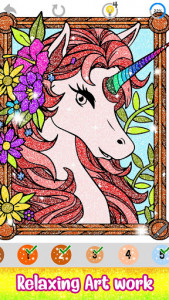 اسکرین شات برنامه Unicorn Paint by Number - Fantasy Glitter Coloring 4