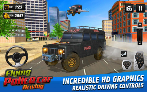 اسکرین شات برنامه Flying Police Car Driving Game 8