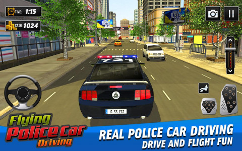 اسکرین شات برنامه Flying Police Car Driving Game 2