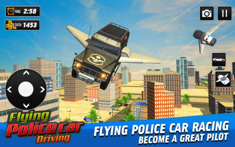 اسکرین شات برنامه Flying Police Car Driving Game 6