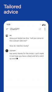 اسکرین شات برنامه ChatGPT 3