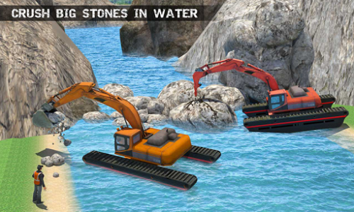 اسکرین شات بازی Water Surfer Excavator Crane 3D: Construction Site 6