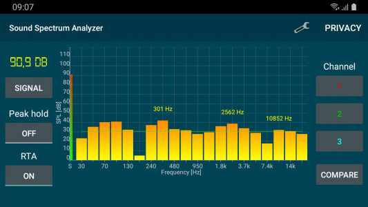 اسکرین شات برنامه Sound Spectrum Analyzer 1