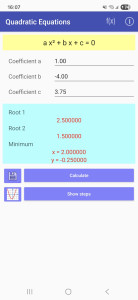 اسکرین شات 1 برنامه Quadratic equation