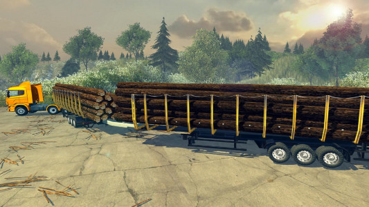 اسکرین شات 5 بازی Long Trailer Truck Wood Cargo