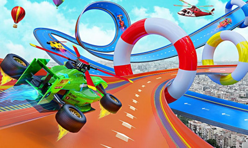 اسکرین شات برنامه Flying Formula Car Race Game 1