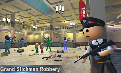 اسکرین شات برنامه Stickman Bank Robbery NY Police Gun Shooting Games 5