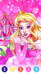 اسکرین شات برنامه Princess color by number: Coloring games offline 4