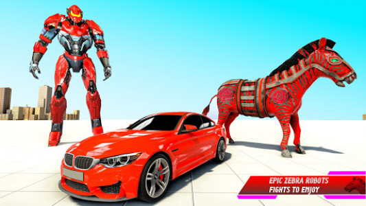 اسکرین شات برنامه Zebra Robot Car Transform Game 4