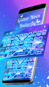 اسکرین شات برنامه Glitter neon butterfly keyboard theme 3