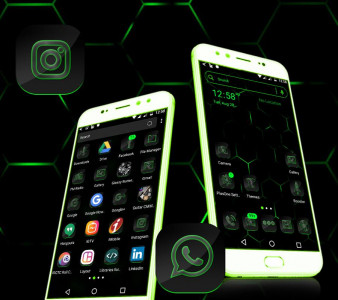 اسکرین شات برنامه Cool Neon Green Launcher Theme 2