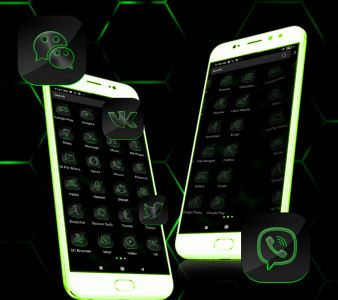 اسکرین شات 3 برنامه Cool Neon Green Launcher Theme