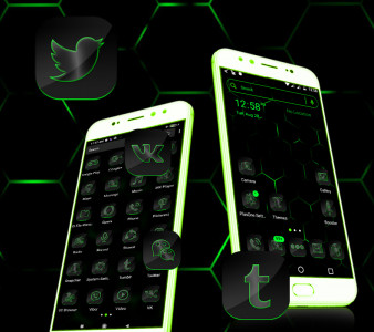 اسکرین شات 1 برنامه Cool Neon Green Launcher Theme
