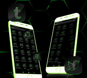 اسکرین شات 2 برنامه Cool Neon Green Launcher Theme